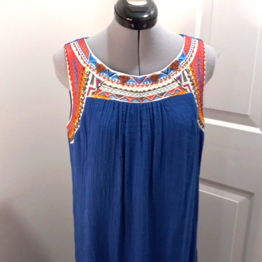 Westport Royal Blue Gauze lined Dress with Embellishments  Size Med